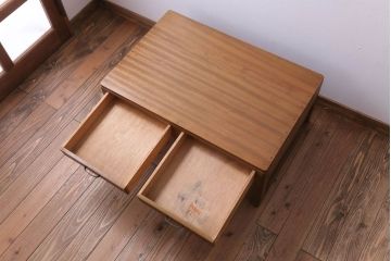 アンティーク家具　和製アンティーク　古い木味のシンプルな文机(3)