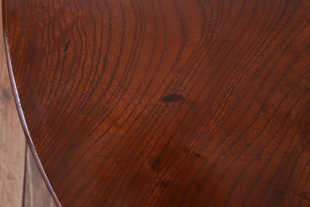 アンティーク家具　和製アンティーク　総欅材!天板一枚板の丸型座卓