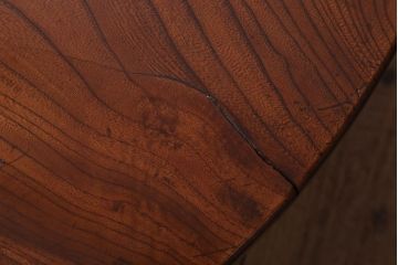 アンティーク家具　和製アンティーク　総欅材!天板一枚板の丸型座卓