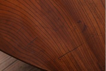 アンティーク家具　和製アンティーク　総欅材!天板一枚板の丸型座卓