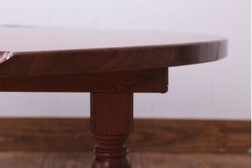 アンティーク家具　和製アンティーク　総欅材!天板一枚板の丸型座卓
