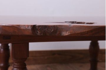 アンティーク家具　和製アンティーク　総欅材!天板一枚板の丸型座卓