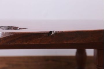 アンティーク家具　和製アンティーク　総欅材!天板一枚板の丸型座卓