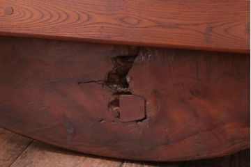 アンティーク家具　和製アンティーク　総欅材!天板一枚板の丸型座卓