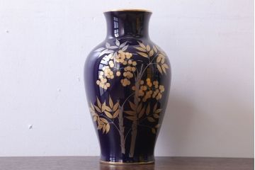 アンティーク雑貨　中古　大倉陶園(おおくらとうえん)　瑠璃(るり)金蝕　花器