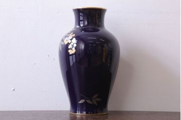 アンティーク雑貨　中古　大倉陶園(おおくらとうえん)　瑠璃(るり)金蝕　花器
