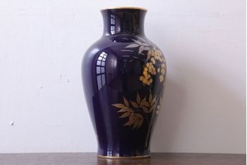 アンティーク雑貨　中古　大倉陶園(おおくらとうえん)　瑠璃(るり)金蝕　花器