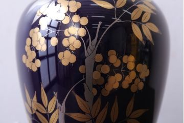 アンティーク雑貨　中古　大倉陶園(おおくらとうえん)　瑠璃(るり)金蝕　花器