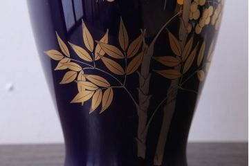 アンティーク雑貨　中古　大倉陶園(おおくらとうえん)　瑠璃(るり)金蝕　花器