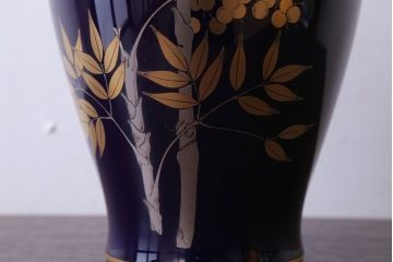 アンティーク雑貨　中古　大倉陶園(おおくらとうえん)　瑠璃(るり)金蝕　花器