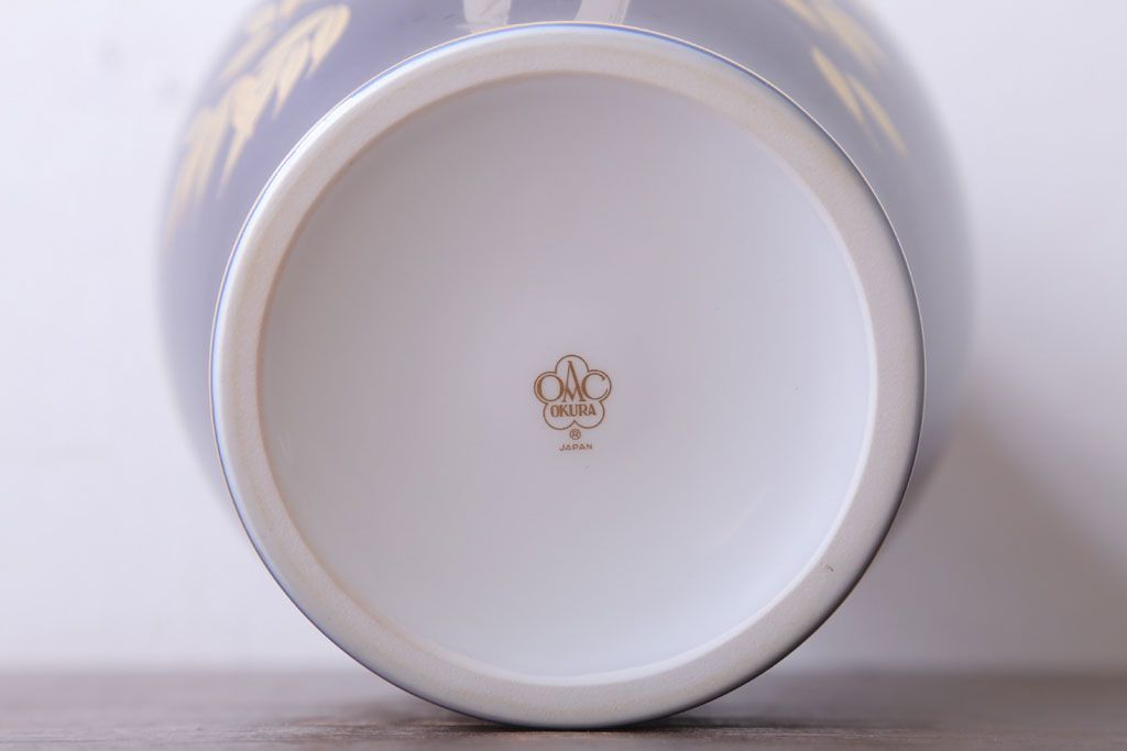 アンティーク雑貨　中古　大倉陶園(おおくらとうえん)　瑠璃(るり)金蝕　花器