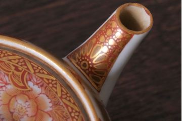 アンティーク雑貨　アンティーク　大正〜昭和初期　九谷焼　急須・茶碗の6点セット(茶道具・色絵)