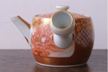 アンティーク雑貨　アンティーク　大正〜昭和初期　九谷焼　急須・茶碗の6点セット(茶道具・色絵)