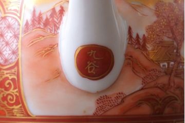 アンティーク雑貨　アンティーク　大正〜昭和初期　九谷焼　急須・茶碗の6点セット(茶道具・色絵)