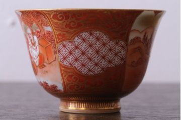 アンティーク雑貨　アンティーク　大正〜昭和初期　九谷焼　急須・茶碗の6点セット(茶道具・色絵)