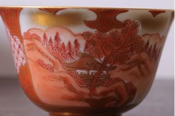 アンティーク雑貨　アンティーク　大正〜昭和初期　九谷焼　急須・茶碗の6点セット(茶道具・色絵)