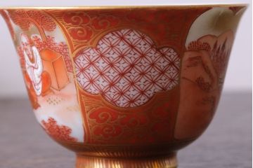 アンティーク雑貨　アンティーク　大正〜昭和初期　九谷焼　急須・茶碗の6点セット(茶道具・色絵)