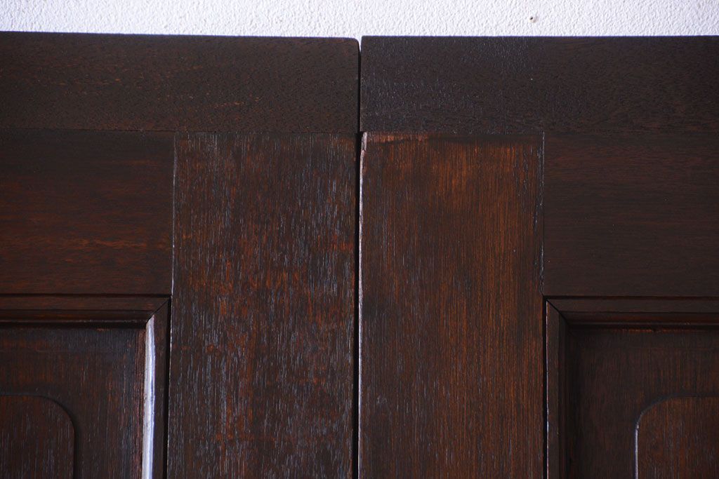 大正ロマン　当時物色ガラス入り!和製アンティークの洋風引き戸2枚セット