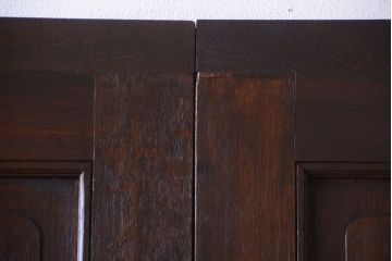 大正ロマン　当時物色ガラス入り!和製アンティークの洋風引き戸2枚セット