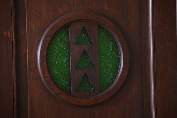 大正ロマン　当時物色ガラス入り!和製アンティークの洋風引き戸2枚セット