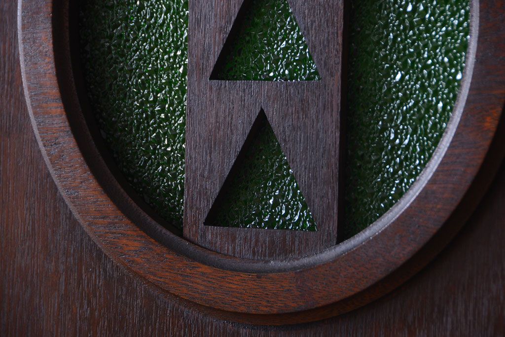 大正ロマン　当時物色ガラス入り!和製アンティークの洋風引き戸2枚セット