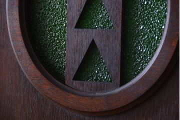 大正ロマン　当時物色ガラス入り!和製アンティークの洋風引き戸2枚セット