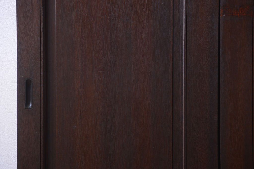 大正ロマン　当時物色ガラス入り!和製アンティークの洋風引き戸2枚セット