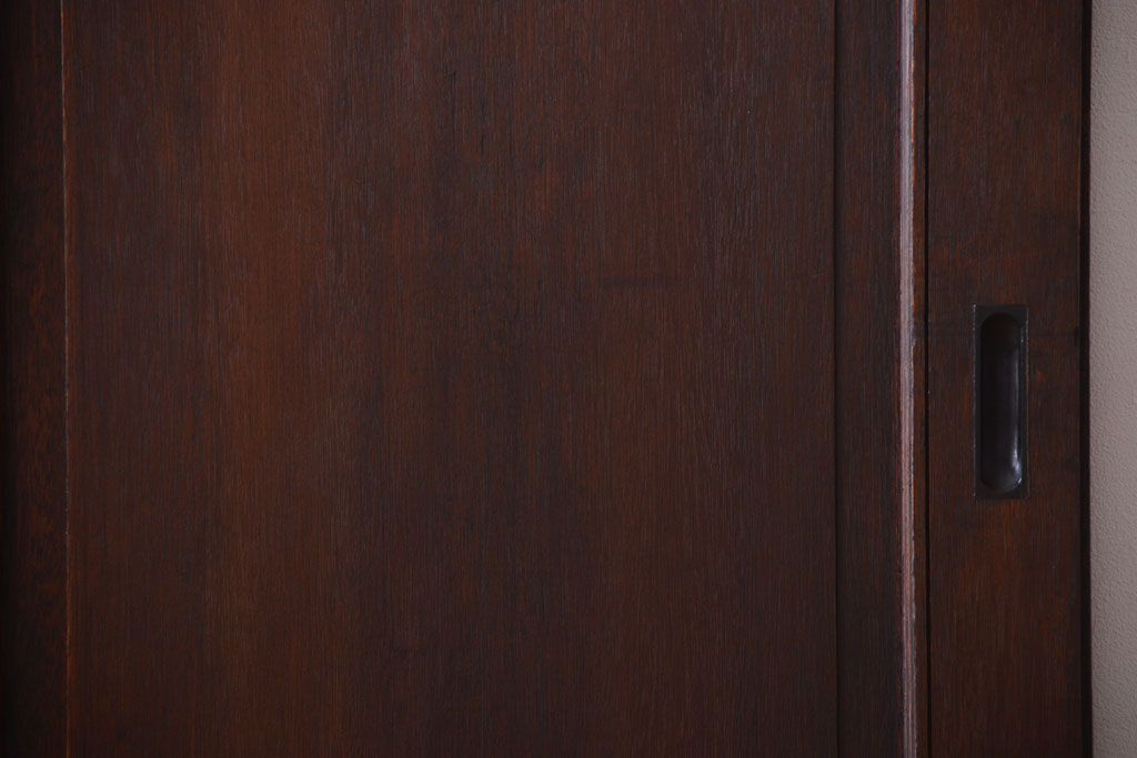 大正ロマン　当時物色ガラス入り!和製アンティークの洋風引き戸2枚セット