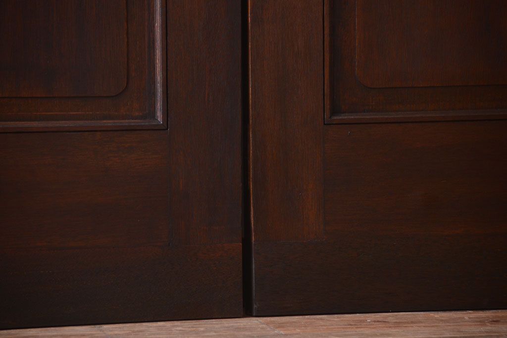 大正ロマン　当時物色ガラス入り!和製アンティークの洋風引き戸2枚セット