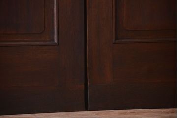 大正ロマン　当時物色ガラス入り!和製アンティークの洋風引き戸2枚セット