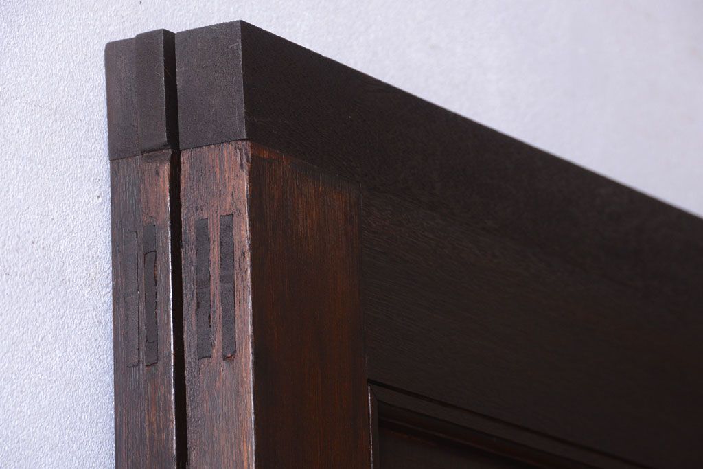 大正ロマン　当時物色ガラス入り!和製アンティークの洋風引き戸2枚セット