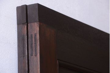 大正ロマン　当時物色ガラス入り!和製アンティークの洋風引き戸2枚セット