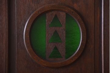 大正ロマン　当時物色ガラス入り!和製アンティークの洋風引き戸2枚セット