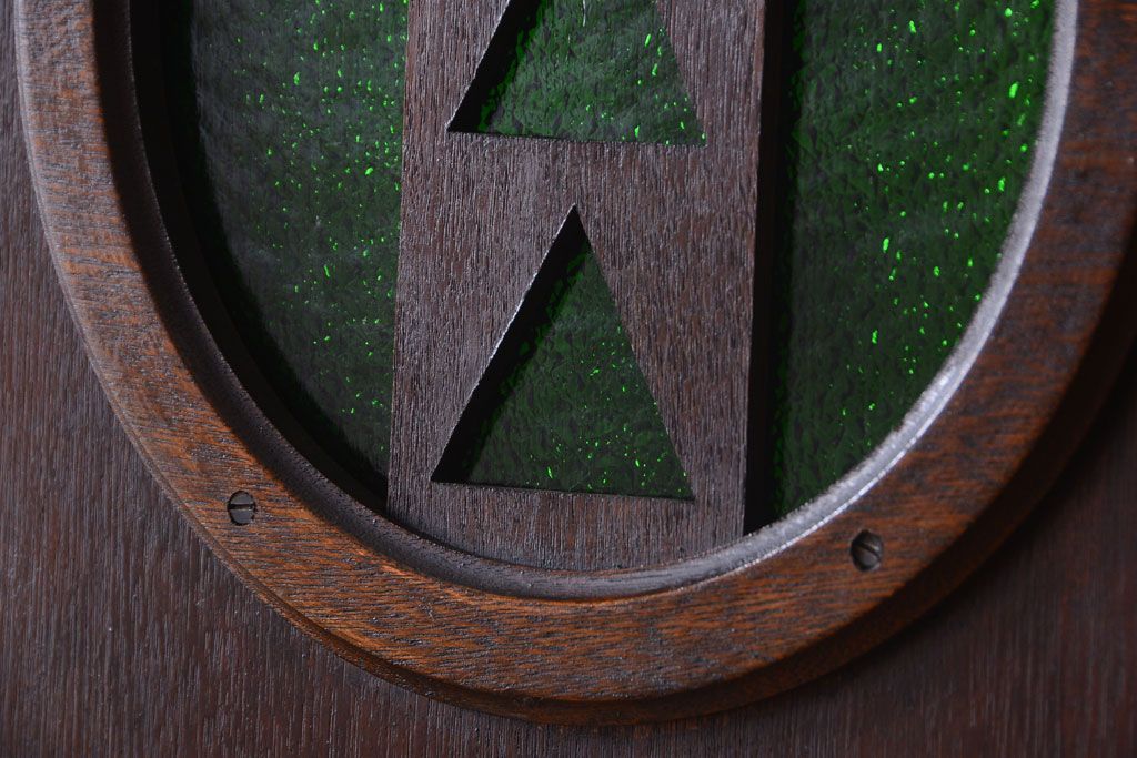 大正ロマン　当時物色ガラス入り!和製アンティークの洋風引き戸2枚セット