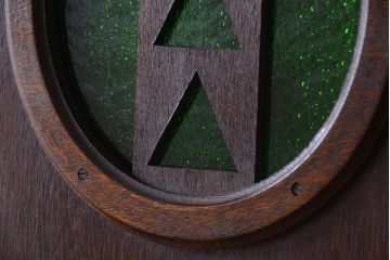 大正ロマン　当時物色ガラス入り!和製アンティークの洋風引き戸2枚セット