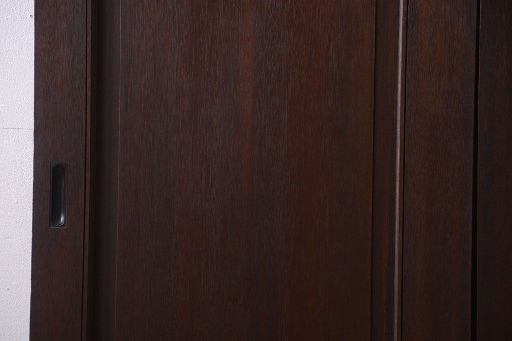 大正ロマン　当時物色ガラス入り!和製アンティークの洋風引き戸2枚セット