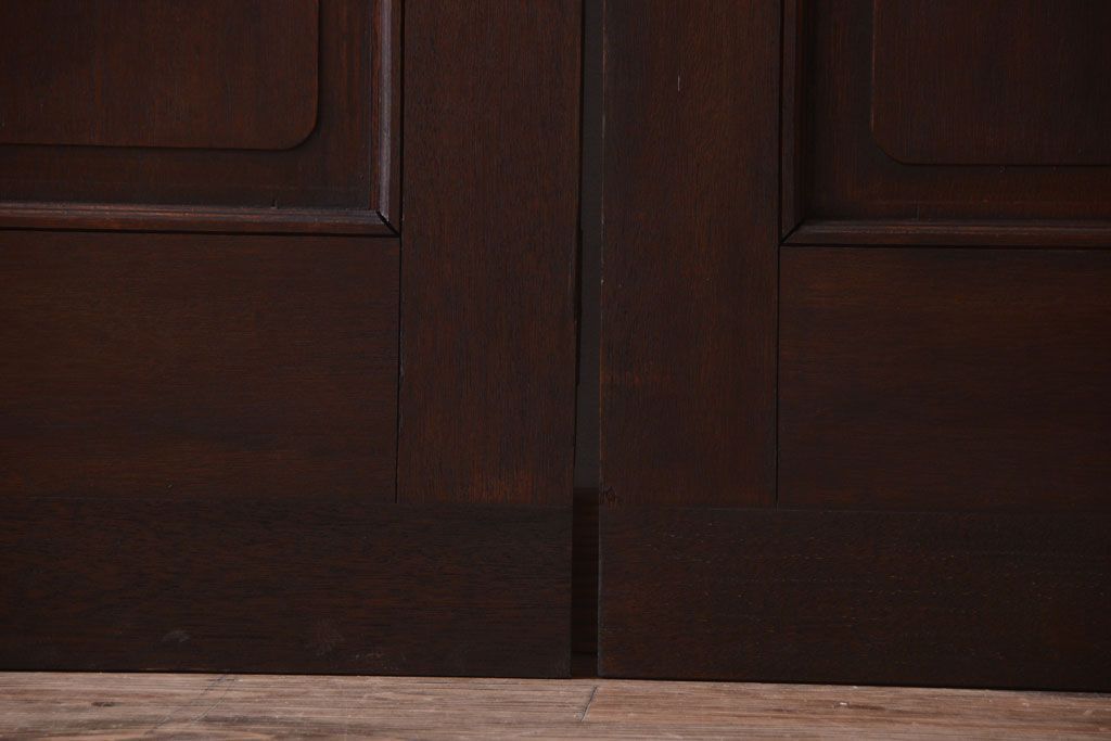 大正ロマン　当時物色ガラス入り!和製アンティークの洋風引き戸2枚セット