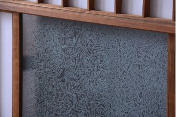 和製アンティーク　腰板黒柿材!古い雪見障子戸2枚セット(1)(引き戸、擦り上げ障子戸、擦上障子戸)