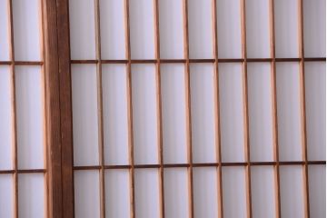 和製アンティーク　腰板黒柿材!古い雪見障子戸2枚セット(1)(引き戸、擦り上げ障子戸、擦上障子戸)