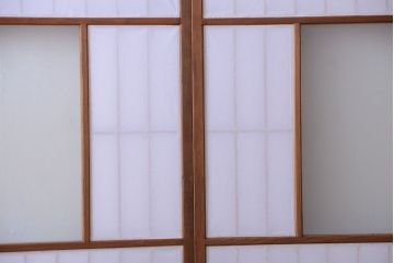和製アンティーク　腰板黒柿材!古い雪見障子戸2枚セット(1)(引き戸、擦り上げ障子戸、擦上障子戸)