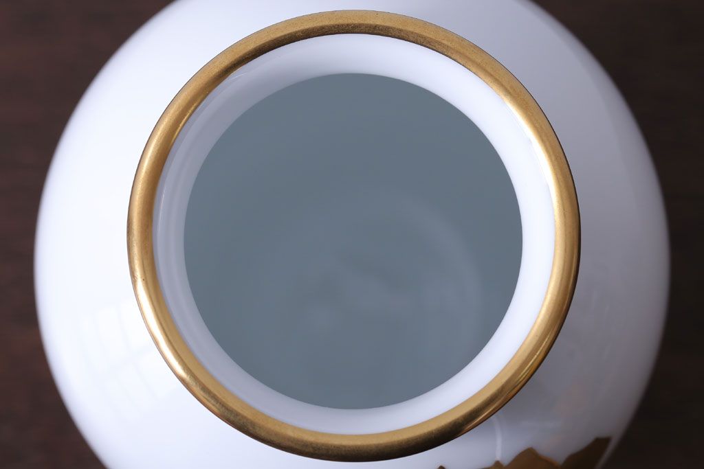 アンティーク雑貨　中古　大倉陶園(おおくらとうえん)　金蝕バラ　23cm花器