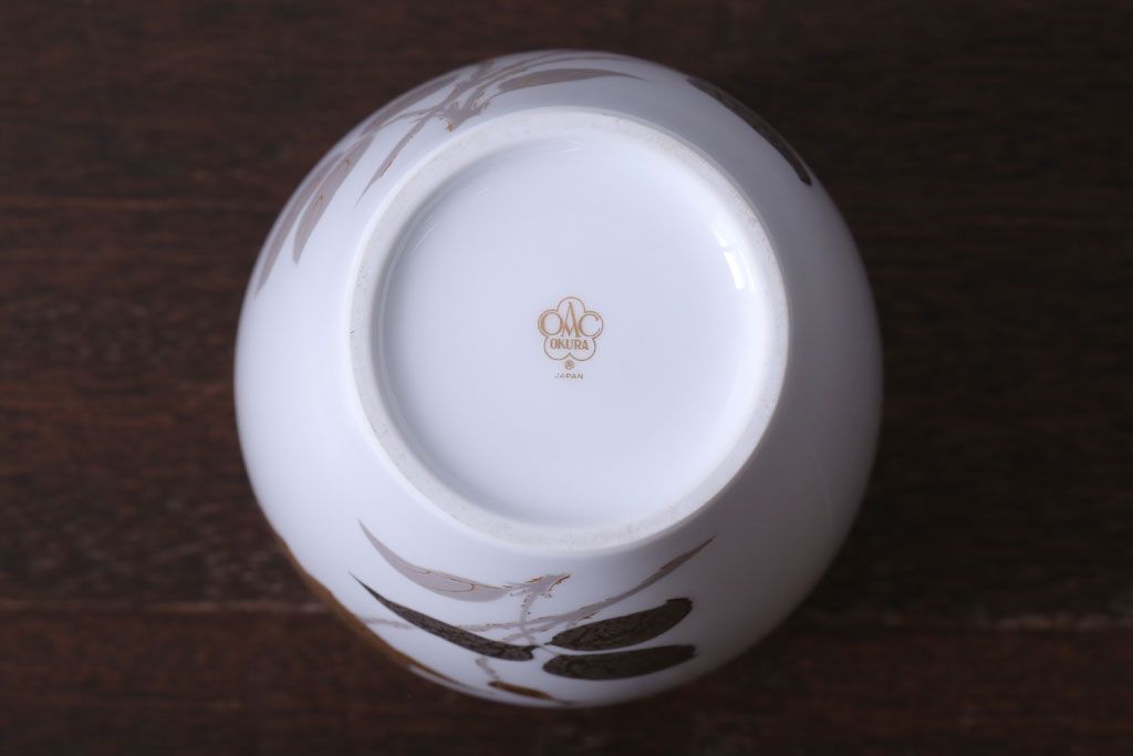 アンティーク雑貨　中古　大倉陶園(おおくらとうえん)　金蝕バラ　23cm花器