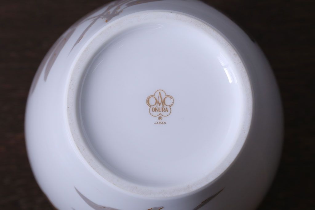 アンティーク雑貨　中古　大倉陶園(おおくらとうえん)　金蝕バラ　23cm花器