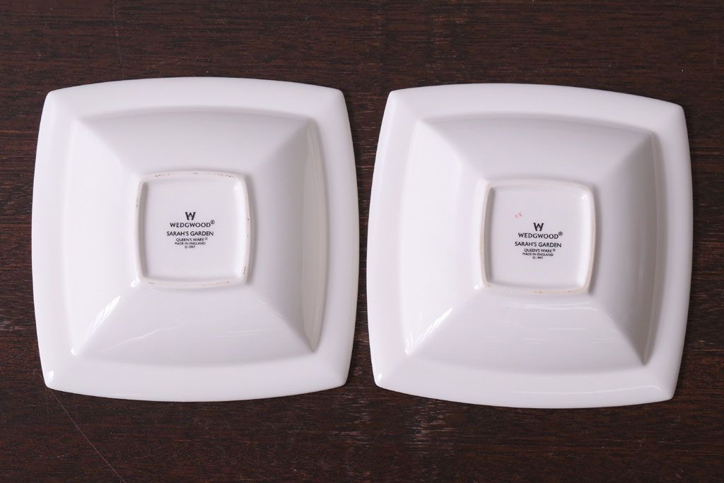 アンティーク雑貨　イギリスWedgwood(ウェッジウッド)　SARAH'S GARDEN(サラズガーデン)　角皿2枚セット(洋食器)