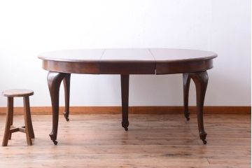 アンティーク家具　イギリスアンティーク　バーチ材のエクステンションテーブル