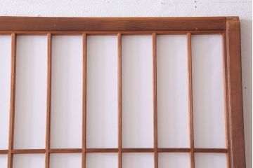 和製アンティーク　腰板黒柿材!デザインガラス入りの古い雪見障子戸2枚セット(1)(引き戸、擦り上げ障子戸、擦上障子戸)