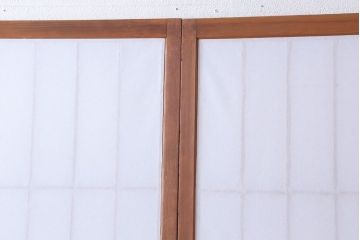 和製アンティーク　腰板黒柿材!デザインガラス入りの古い雪見障子戸2枚セット(1)(引き戸、擦り上げ障子戸、擦上障子戸)
