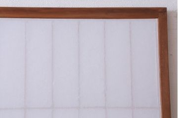  和製アンティーク　腰板黒柿材!デザインガラス入りの古い雪見障子戸2枚セット(2)(引き戸、擦り上げ障子戸、擦上障子戸)