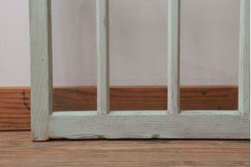 アンティーク　ミントグリーンペイントのガラス戸2枚セット(窓)(1)