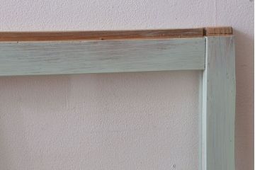 アンティーク　ミントグリーンペイントのガラス戸2枚セット(窓)(1)